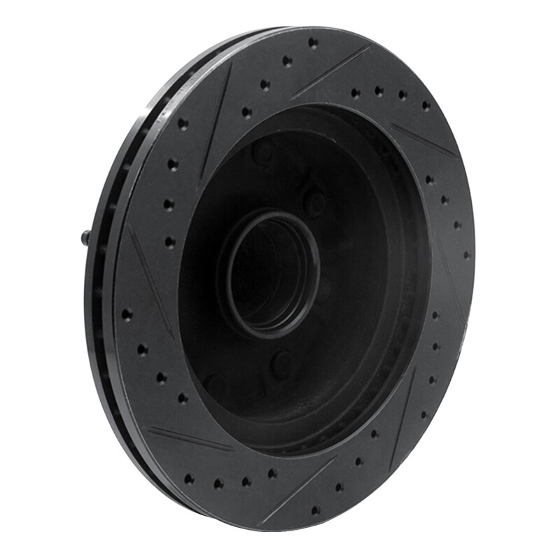 Ford E-350 Econoline Brake Rotor (1) - Front Right - R1 Concepts - Drilled & Slotted - Black - `95-`04